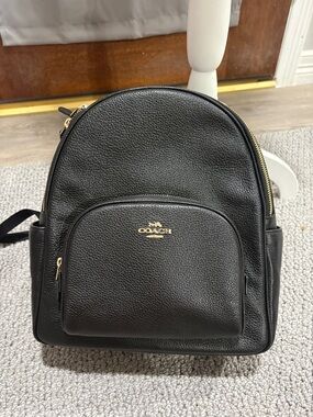 Coach Black Pebbled Leather Mini Backpack with Gold Hardware